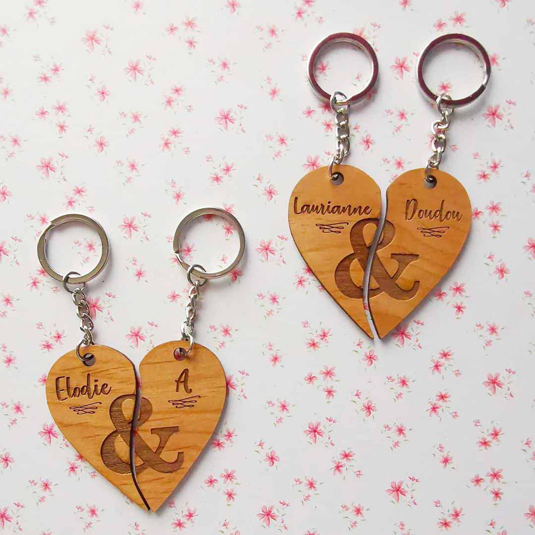 Porte clef Les Clé de mon coeur en argent à partager en deux – Jewelssimo