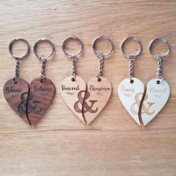 Porte clés en bois à partager entre amoureux
