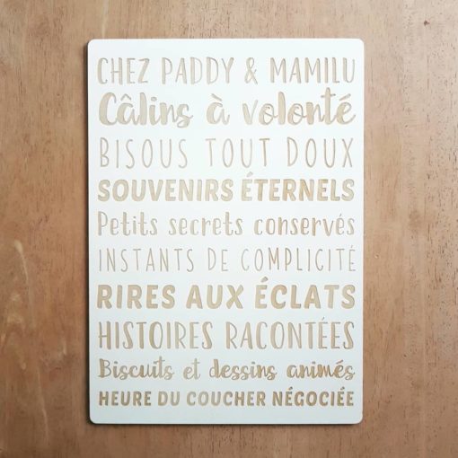 Pancarte en bois personnalisée avec les règles de la maison